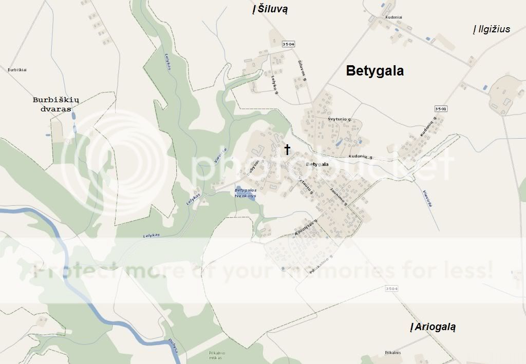 Betygala*, miestelis Raseinių r. Miestai ir architektūra